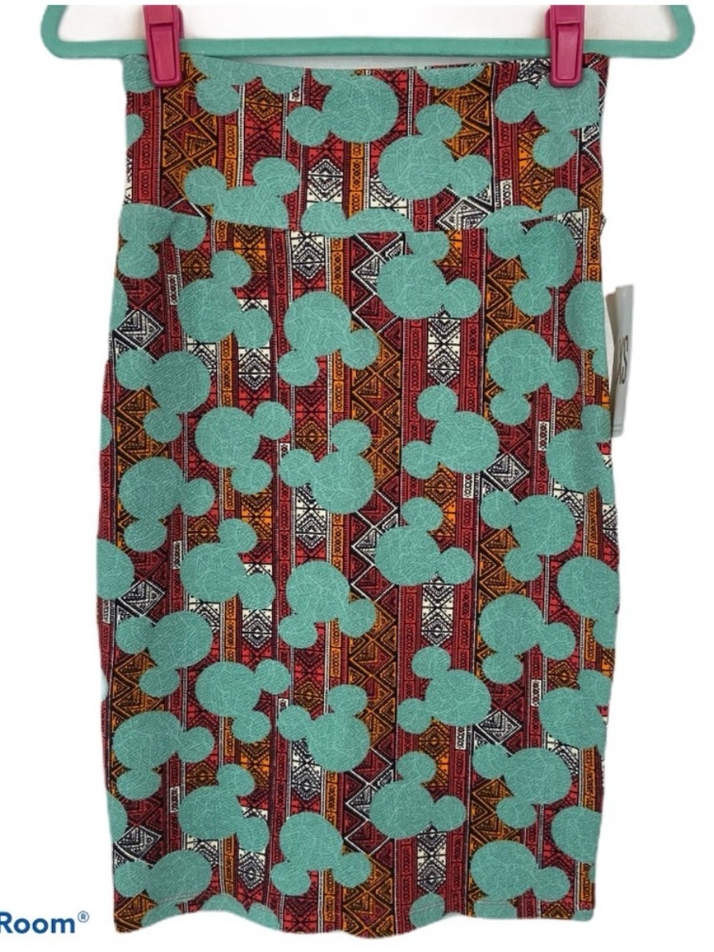 LuLaRoe Disney Cassie Mickey Mouse Teal Red Pencil Skirt XS NWT